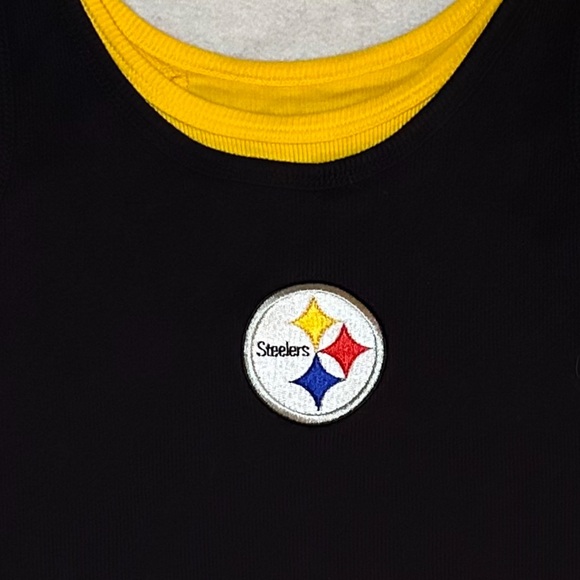 Y2K Pittsburgh Steelers Fitted Long Tank Top Women’s L | NFL Game Day Black Gold - Picture 5 of 7